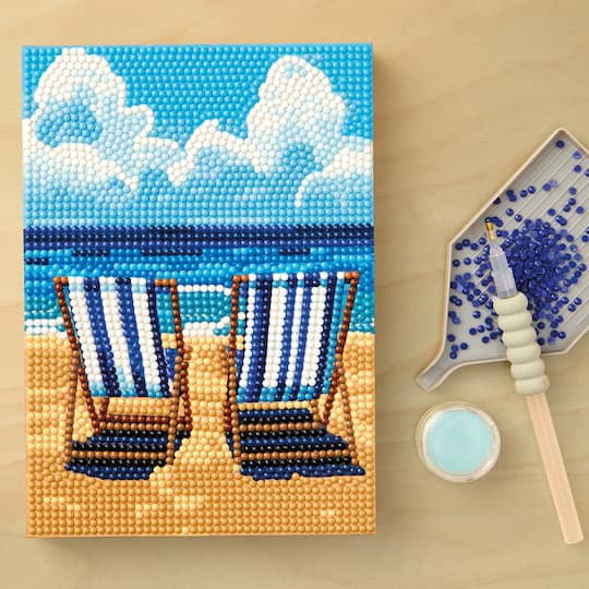 5" x 7" Beach Chairs Wood Plank Diamond Art Kit by Make Market®